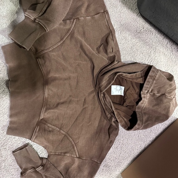 Aerie Brown Crop Top Hoodie - Picture 2 of 4